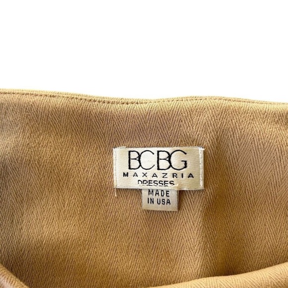 BCBG Max Azria Dresses & Skirts - BCBG Max Azria Beige Sheath Dress Square Neck Sleeveless Business USA Made